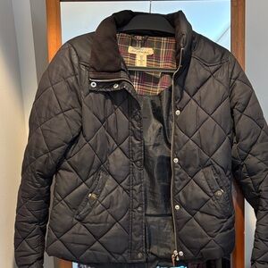 Black Quilted Jacket with Plaid Lining